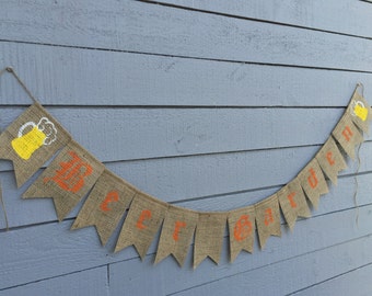 BEER GARDEN Burlap Banner, Oktoberfest Bunting, Oktoberfest Garland, Beer Garden, Rustic, Octoberfest