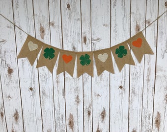 IRISH Pride Bunting, St. Patrick's Day Decoration, Burlap Banner, St Patties Day Garland, Saint Patrick's Day Bunting
