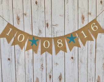 BRIDE TO BE & Save the Date Banner Set, Starfish Bridal Shower, Beach Bridal Shower Banner, Beach Bridal Shower Decor, Engagement Banner