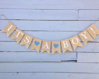 IT'S A BOY Burlap Banner, It's a Girl Burlap Banner, Pregnancy Announcement Banner, Baby Shower Decor, Gender Reveal, Photo Prop