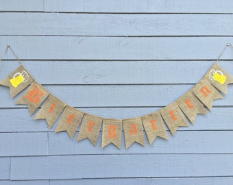 BIERGARTEN Burlap Banner, Oktoberfest Bunting, Oktoberfest Garland, Beer Garden, Rustic, Octoberfest
