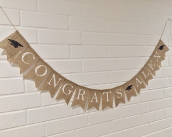 Personalized Graduation Burlap Banner, CONGRATS Banner, Class of 2017, Graduation Party Decor, Graduation Banner, Graduation Announcement