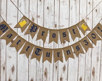 OKTOBERFEST Theme Birthday Burlap Banner, Personalized Oktoberfest Banner, Custom German Themed Banner, Old World Party Theme