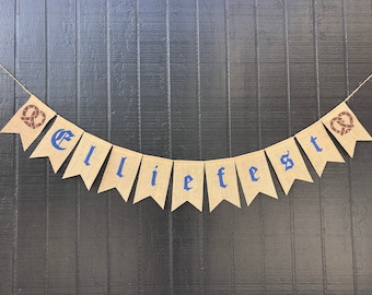 OKTOBERFEST PRETZEL Burlap Banner, Personalized Oktoberfest Banner, Family Name Oktoberfest, Custom German Beer Garden, Octoberfest Party