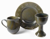 3 piece pottery communion set - ceramic communion set - liturgical ware - communion ware  W311