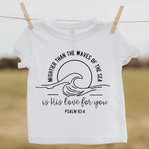 Mightier Than The Waves SVG And PNG Design, Christian SVG, God&#39;s Love svg, Cut File For Cricut, Christian Shirt Design, Scripture svg, Ocean