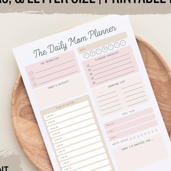Printable Daily Mom Planner, Stay at Home Mom Daily Planner, Organized Homemaker Daily Planner, Busy Mom Planner, Christian Mom Planner, PNG