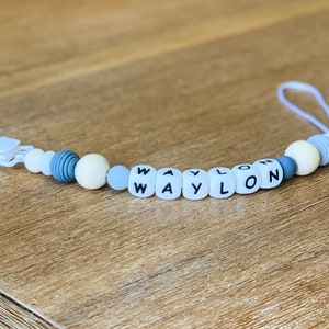 Personalized Baby Name Silicone Pacifier Clip, Baby Shower Gift, Pregnancy Announcement, Baby Name Paci Clip, Personalized Toy Clip