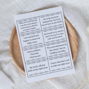 Afirmações e Escrituras de Nascimento, Cartões de Afirmações Positivas de Nascimento para Imprimir, Download Digital, Cartões de Nascimento Bíblicos