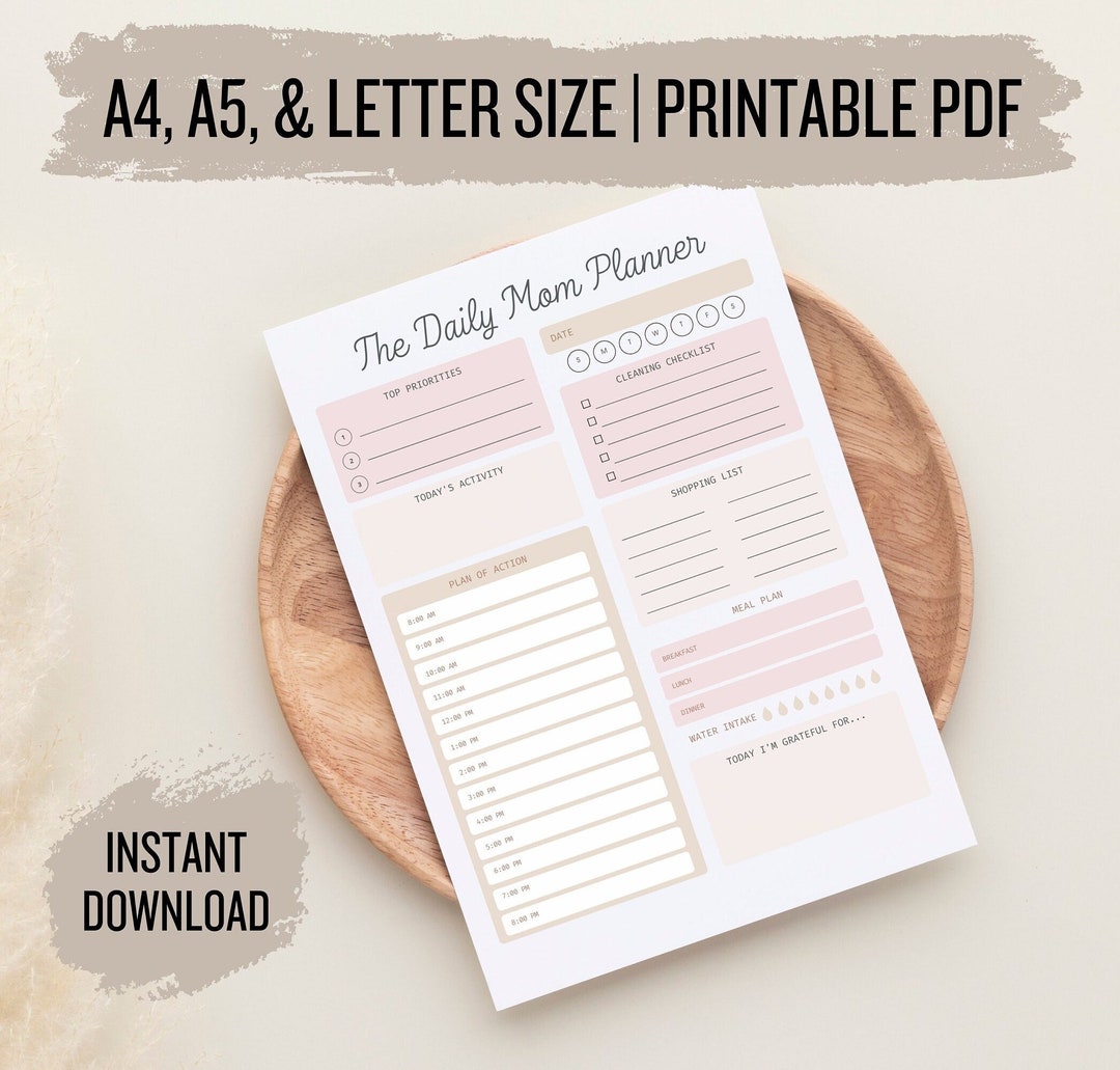Printable Daily Mom Planner, Stay at Home Mom Daily Planner, Organized ...