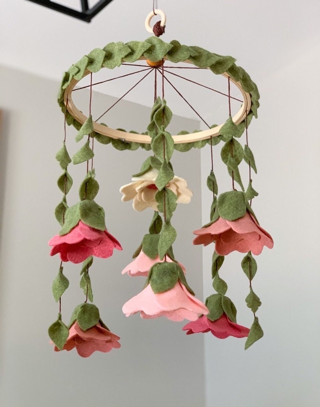 Felt Flower Crib Mobile, Pink Floral Nursery Decor, Baby Girl Gift Etsy