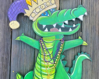 Mardis Gras Alligator hanger