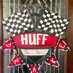 Racing flag car baby door hanger