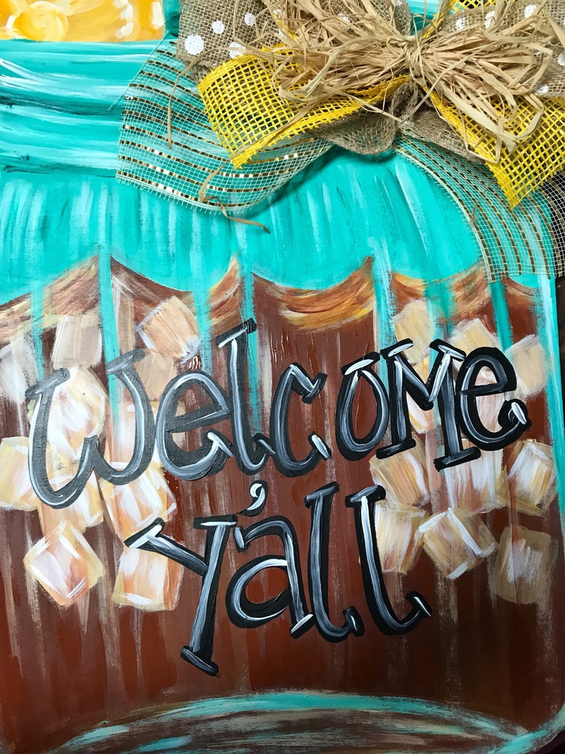 Iced Tea Mason Jar Door Hanger Etsy