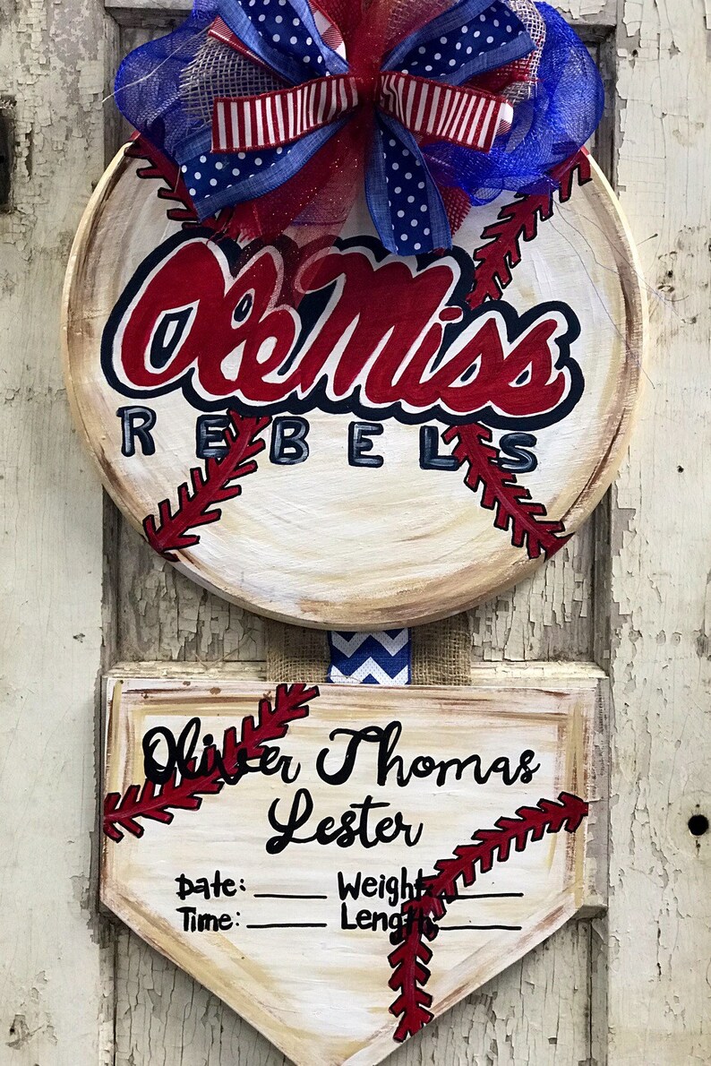 Baseball Wooden Door Hanger Etsy