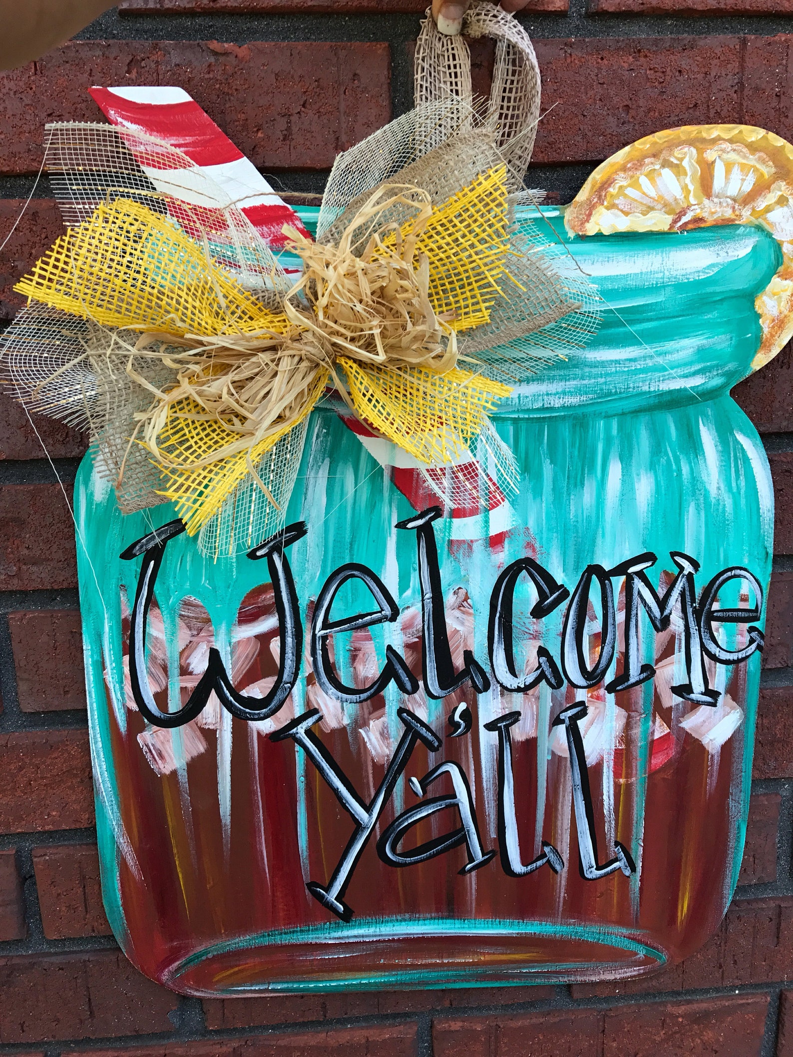 Iced Tea Mason Jar Door Hanger Etsy