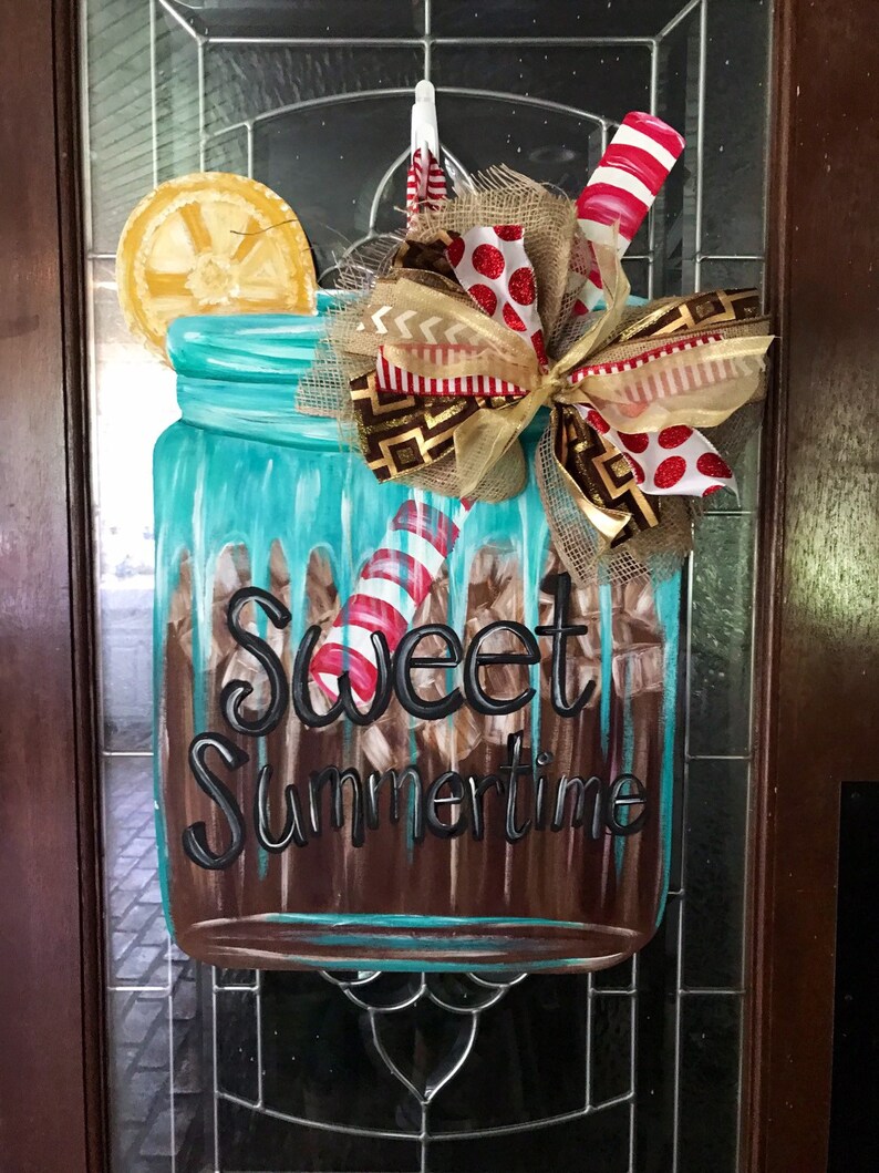 Iced Tea Mason Jar Door Hanger Etsy