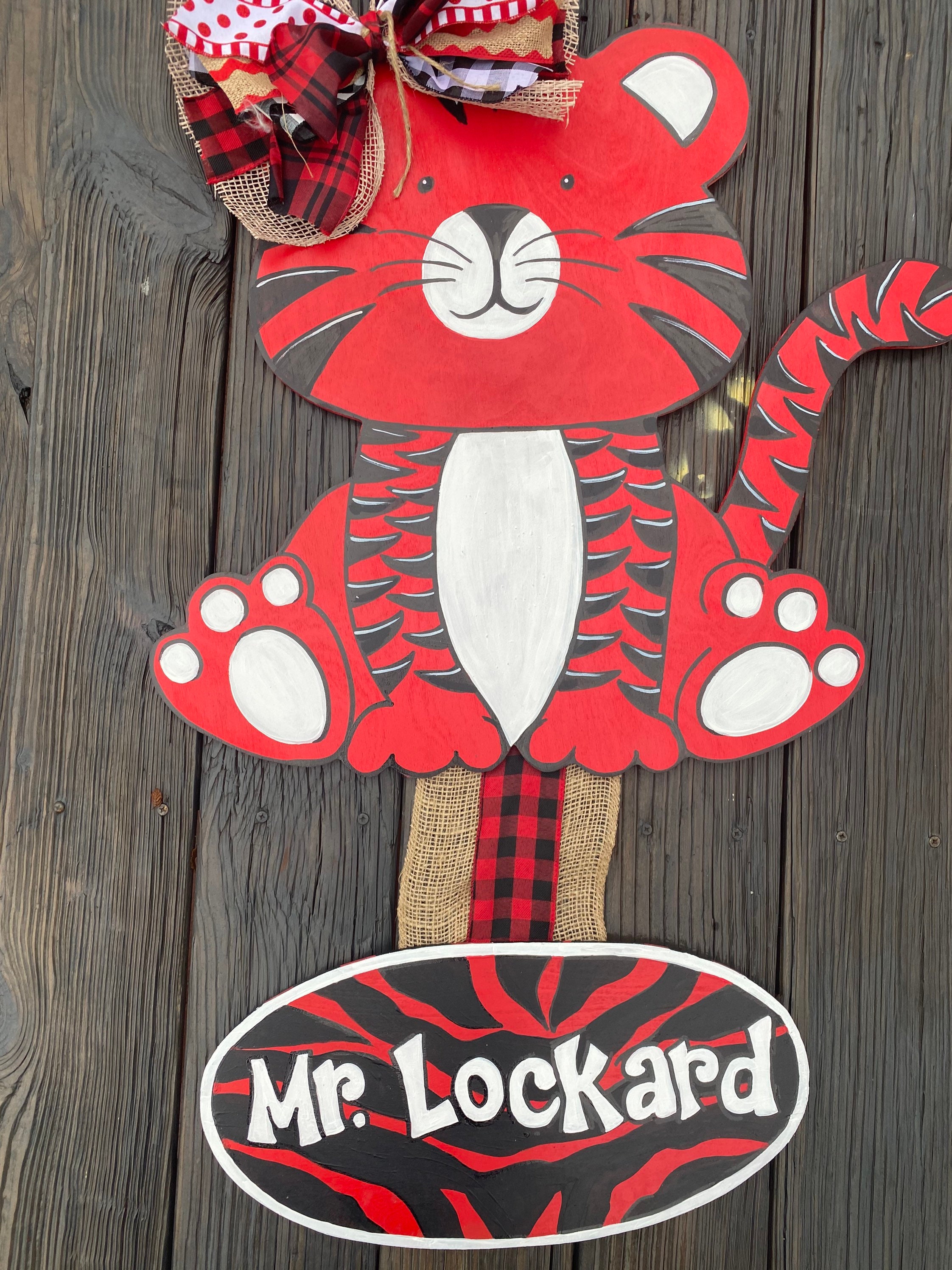 Louisiana Tiger Printed Door Hanger with Bow main image 1