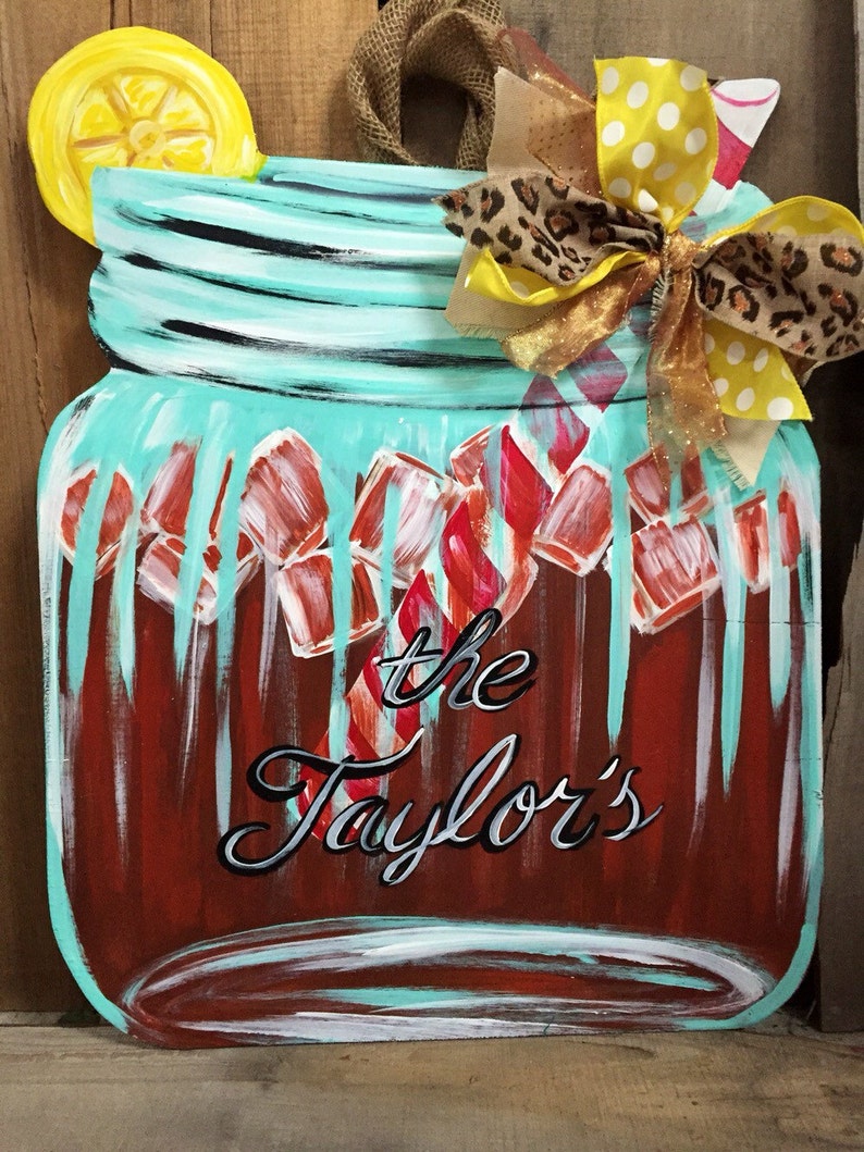 Iced Tea Mason Jar Door Hanger Etsy