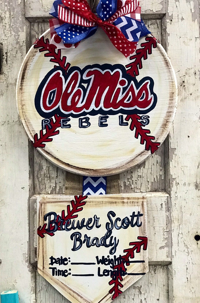 Baseball Wooden Door Hanger Etsy