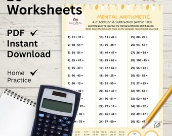 20+2 druckbare Mathe-Arbeitsblätter | Kopfrechnen üben | Addieren & Subtrahieren mit Lösungen | PDF für Hausschule und Klassenzimmer