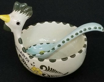 Blue Painted Floral Glazed Tonala Animal Bird Folk Art Pottery Figure Honduras 6 Honduran Handpainted Ceramic Chicken Figurine