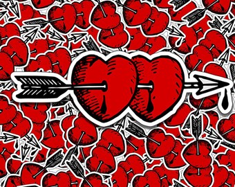 Eco-friendly Medieval Pierced Hearts Sticker