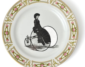 Victorian Lady Biking Redesigned/Upcycled Vintage China Decor