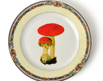 Mushroom Duo Redesigned/Upcycled Vintage Wall Art