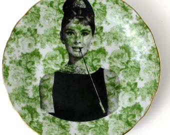 Audrey Hepburn Wall Art Redesigned/Upcycled Vintage China Vintage Home Decor