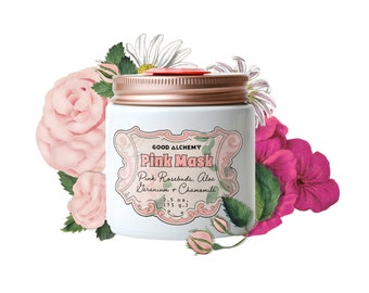 Handmade Rose & Aloe Face Mask: Anti-aging Pink Mask for Sensitive Skin