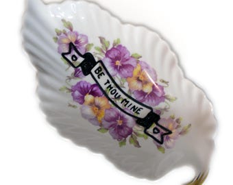 Be Thou Mine Purple Pansy Redesigned/Upcycled Vintage Vegetable Trinket Dish