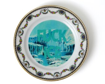 F*ck Ice Redesigned/Upcycled Vintage China Wall Art Home Decor