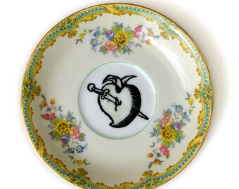 Medieval Speared Heart Redesigned/Upcycled Vintage China Tabletop Decor