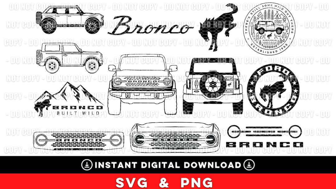 Ford Bronco SVG PNG Cricut Silhouette Cut Files, Bronco Grill, Ford