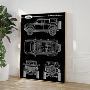 Ford Bronco BluePrint Poster, 2021 Ford Bronco, Ford Bronco Gift, Bronco Accessories, 2022 Ford Bronco, Ford Bronco Art, Ford Bronco Sport