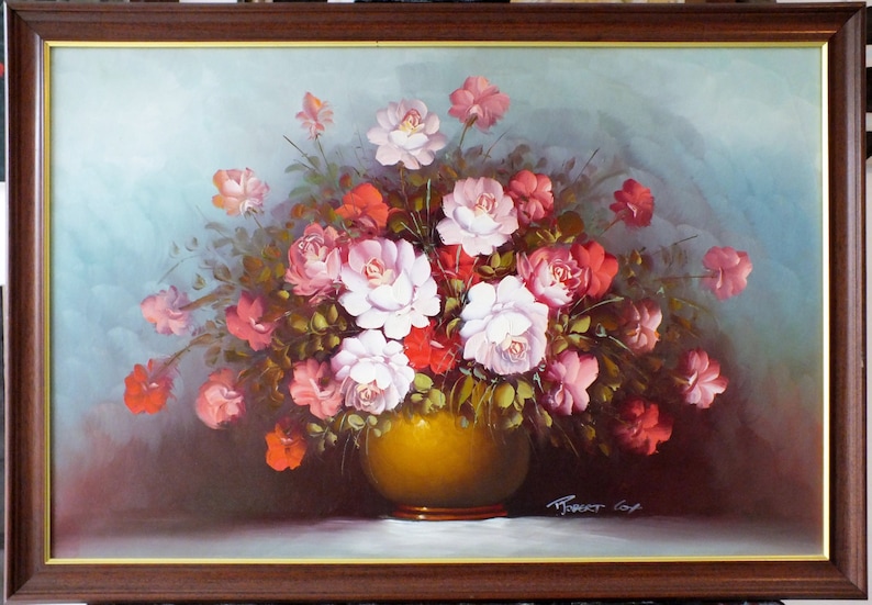 A Vase of Roses Floral Still Life by Artist ROBERT Etsy