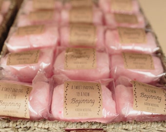 24 Small Cotton Candy Party Favors with Custom Labels