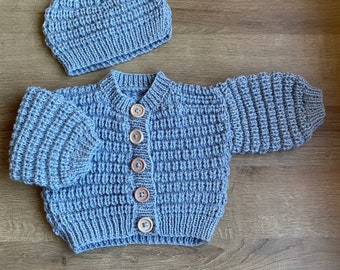 Classic Knitted Baby Cardigan and Hat: Snuggly Traditional Baby Knits