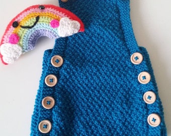 Handknit Baby Romper: Soft DK Yarn Knit Short Suit