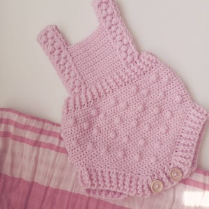 Crochet bobble romper, handmade baby clothing, baby romper, Crochet baby clothes, baby clothing, romper,