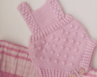 Handmade Crochet Bobble Romper: Baby Clothes