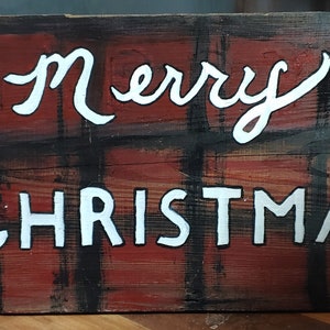 Merry Christmas Wooden Plaid Decor