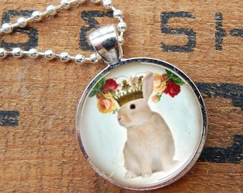 Bunny Pendant, Bunny Necklace, Rabbit Pendant, Rabbit Necklace, Bunny King, Bunny Jewelry, Rabbit Jewelry, Brown Rabbit Necklace
