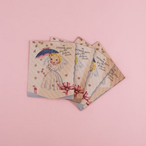 MINI Vintage Bridal Shower Card / Chica con tarjeta paraguas