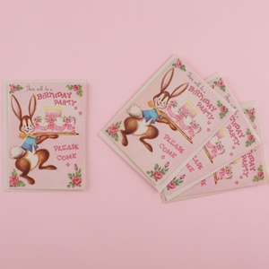 Vintage Birthday Party Invite / Birthday Kangaroo Invitation Card