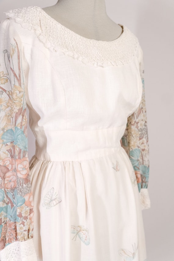 Large RARE STUNNING Vintage HIPPIE Wedding Dress … - image 5