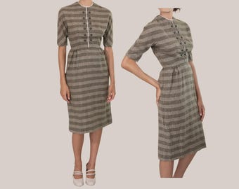 XSMALL Vintage 1960s Gingham Dress// #41