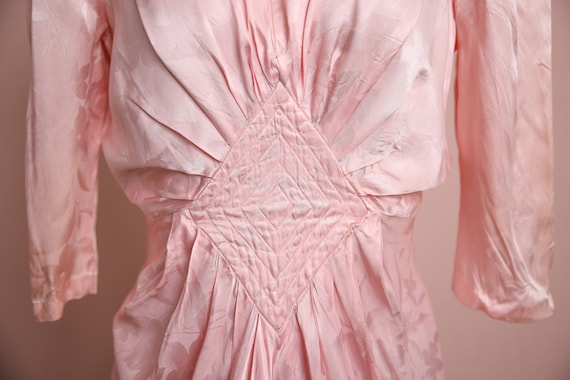 Vintage Pink 1940's Pink Silk Evening Dress / Siz… - image 2