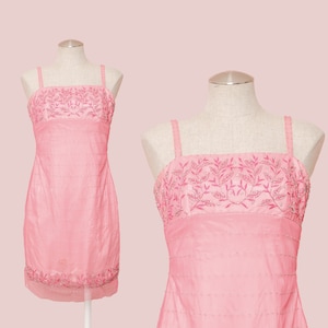 Vintage 90&#39;s Beaded Pink SMALL Formal Barbiecore dress #19